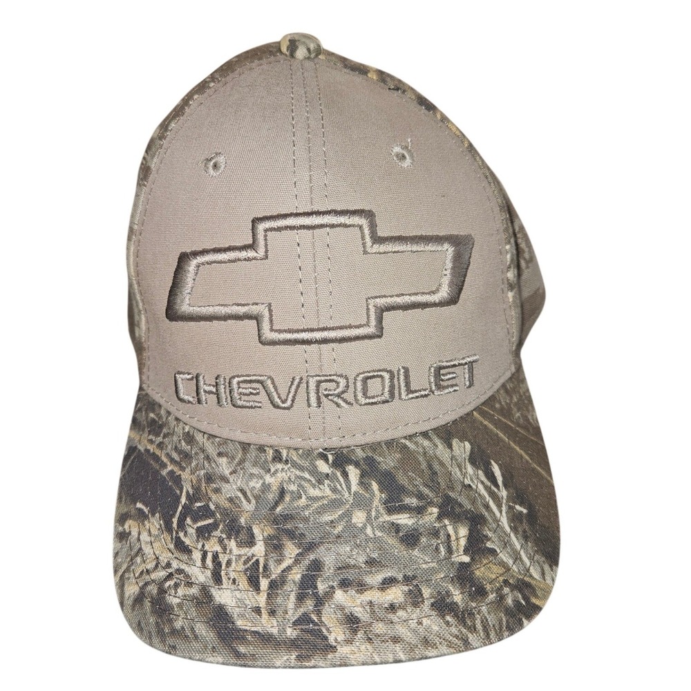 Chevrolet‎ Camo Snapback Hat Mens Tan Embroidered Bowtie Logo Baseball Cap GM